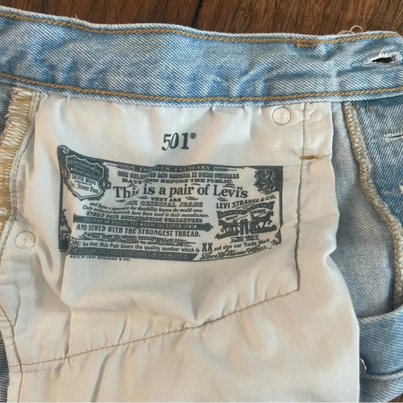 Levi’s 501 Button Fly Shorts Light Wash High Rise Jean Festival Ripped Cotton 31 - Picture 7 of 13